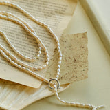 Daily Versatile Long Rice Pearl Necklace