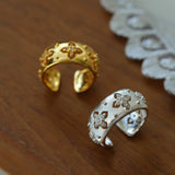 Court Style Vintage Diamond Flower Zircon Ring