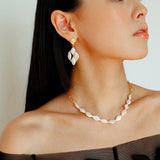 Diamond-Shaped Baroque Pearl Chain Necklace