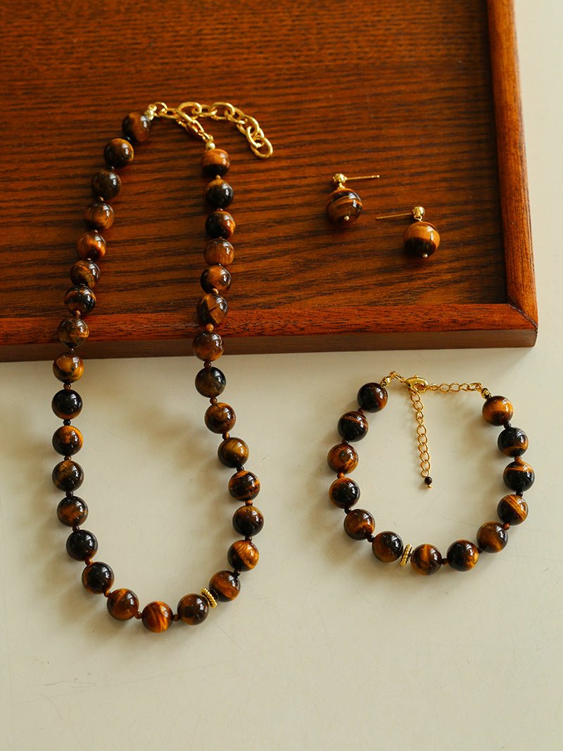 10mm Tiger's Eye Stone Beaded Bracelets - floysun