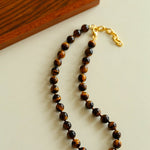 10mm Tiger's Eye Stone Beaded Necklace - floysun