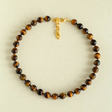 10mm Tiger's Eye Stone Beaded Necklace - floysun