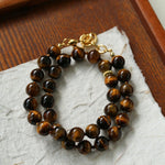 10mm Tiger's Eye Stone Beaded Necklace - floysun