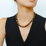 10mm Tiger's Eye Stone Beaded Necklace - floysun