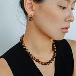 10mm Tiger's Eye Stone Beaded Necklace - floysun