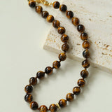 10mm Tiger's Eye Stone Beaded Necklace - floysun