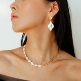 Diamond Braided Pearl Drop Earrings