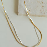 Gold & Silver Two-Tone Snake Chain Long Necklace