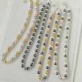 Mixed Color Hemp Gray Tahitian Round Artificial Pearl Necklace-6mm Pearls