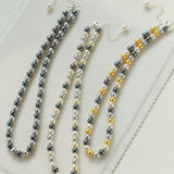 Mixed Color Hemp Gray Tahitian Round Artificial Pearl Necklace-6mm Pearls