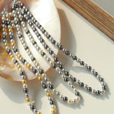 Mixed Color Hemp Gray Tahitian Round Artificial Pearl Necklace-6mm Pearls