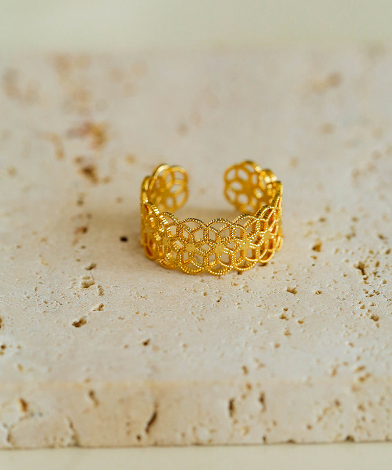 Lace Pattern Diamond Open Ring