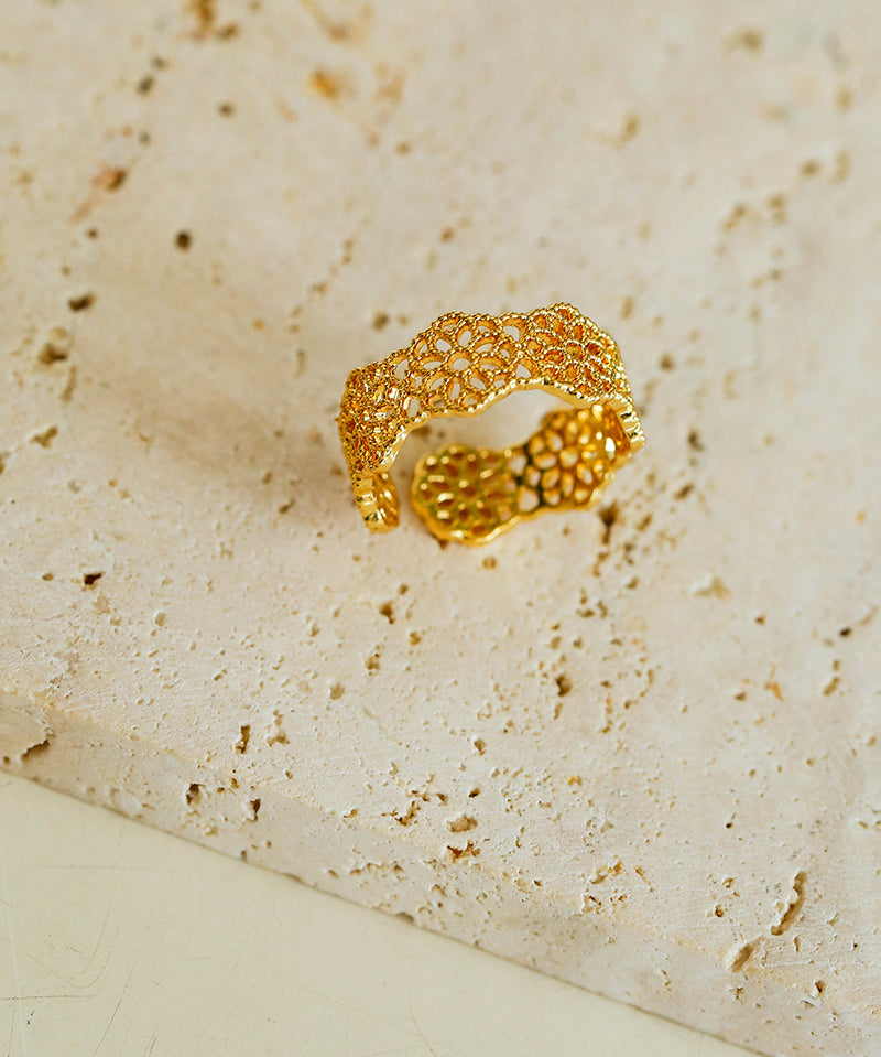 Lace Pattern Diamond Open Ring