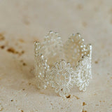 Lace Pattern Diamond Open Ring