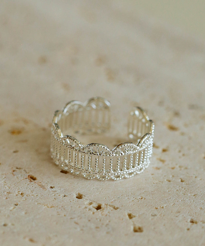 Lace Pattern Diamond Open Ring