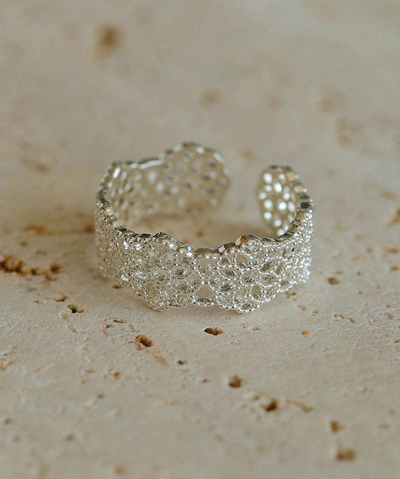 Lace Pattern Diamond Open Ring