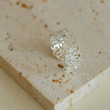 Lace Pattern Diamond Open Ring