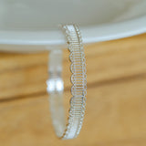 Lace Pattern Diamond Open Bangle