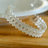 Lace Pattern Diamond Open Bangle