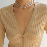 Elegant Long Chunky Chain Splicing Pearl Onyx Necklace