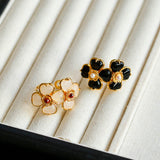 Four-leaf Clover Double Flower Rings