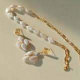 Diamond-Shaped Baroque Pearl Chain Necklace