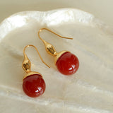 Red Agate Green Agate White Crystal Pearl Ear Hook