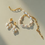 Diamond-Shaped Baroque Pearl Chain Necklace