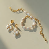 Diamond Braided Pearl Drop Earrings