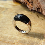 S925 Sterling Silver Irregular Black Agate Rings