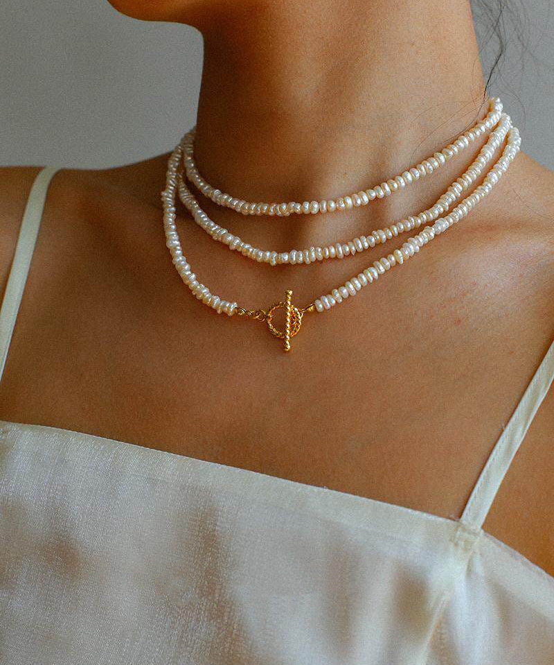 Long Minimalist Irregular Pearl OT Clasp Necklace Sweater Chain