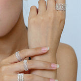 Lace Pattern Diamond Open Ring