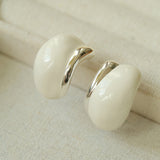 Creamy Enamel Hoop Earrings