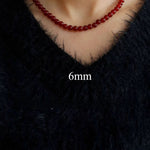 4/6/8/10/12mm Red Onyx/Agate Stone Beaded Necklaces - floysun