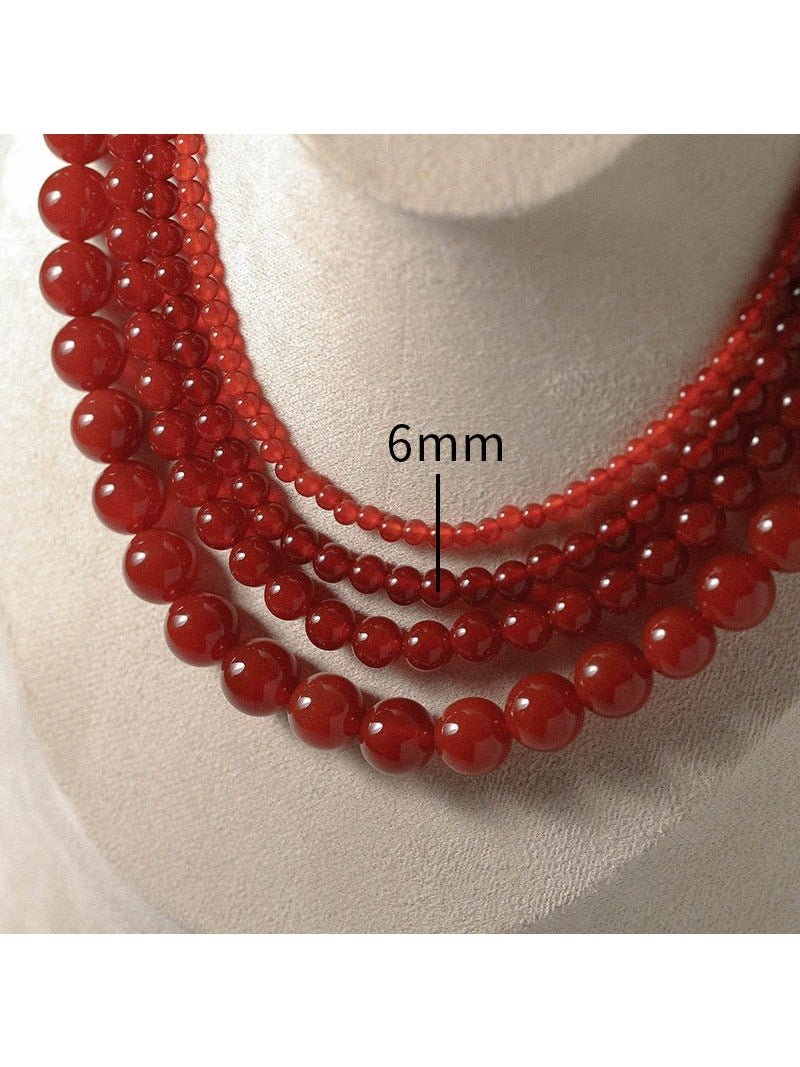 4/6/8/10/12mm Red Onyx/Agate Stone Beaded Necklaces - floysun