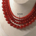 4/6/8/10/12mm Red Onyx/Agate Stone Beaded Necklaces - floysun