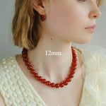 4/6/8/10/12mm Red Onyx/Agate Stone Beaded Necklaces - floysun