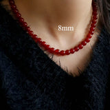 4/6/8/10/12mm Red Onyx/Agate Stone Beaded Necklaces - floysun