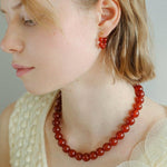 4/6/8/10/12mm Red Onyx/Agate Stone Beaded Necklaces - floysun