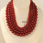 4/6/8/10/12mm Red Onyx/Agate Stone Beaded Necklaces - floysun