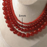 4/6/8/10/12mm Red Onyx/Agate Stone Beaded Necklaces - floysun