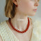 4/6/8/10/12mm Red Onyx/Agate Stone Beaded Necklaces - floysun