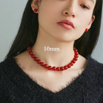 4/6/8/10/12mm Red Onyx/Agate Stone Beaded Necklaces - floysun