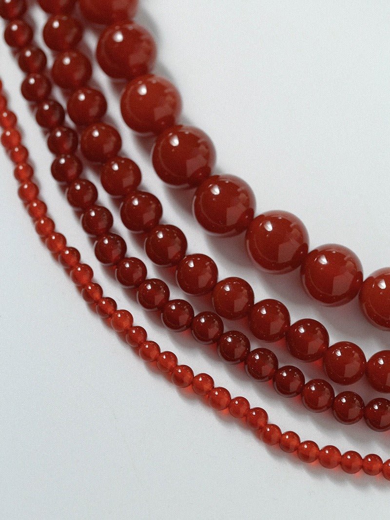 4/6/8/10/12mm Red Onyx/Agate Stone Beaded Necklaces - floysun