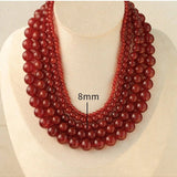 4/6/8/10/12mm Red Onyx/Agate Stone Beaded Necklaces - floysun