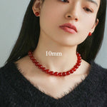 4/6/8/10/12mm Red Onyx/Agate Stone Beaded Necklaces - floysun