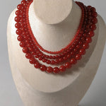 4/6/8/10/12mm Red Onyx/Agate Stone Beaded Necklaces - floysun