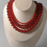 4/6/8/10/12mm Red Onyx/Agate Stone Beaded Necklaces - floysun