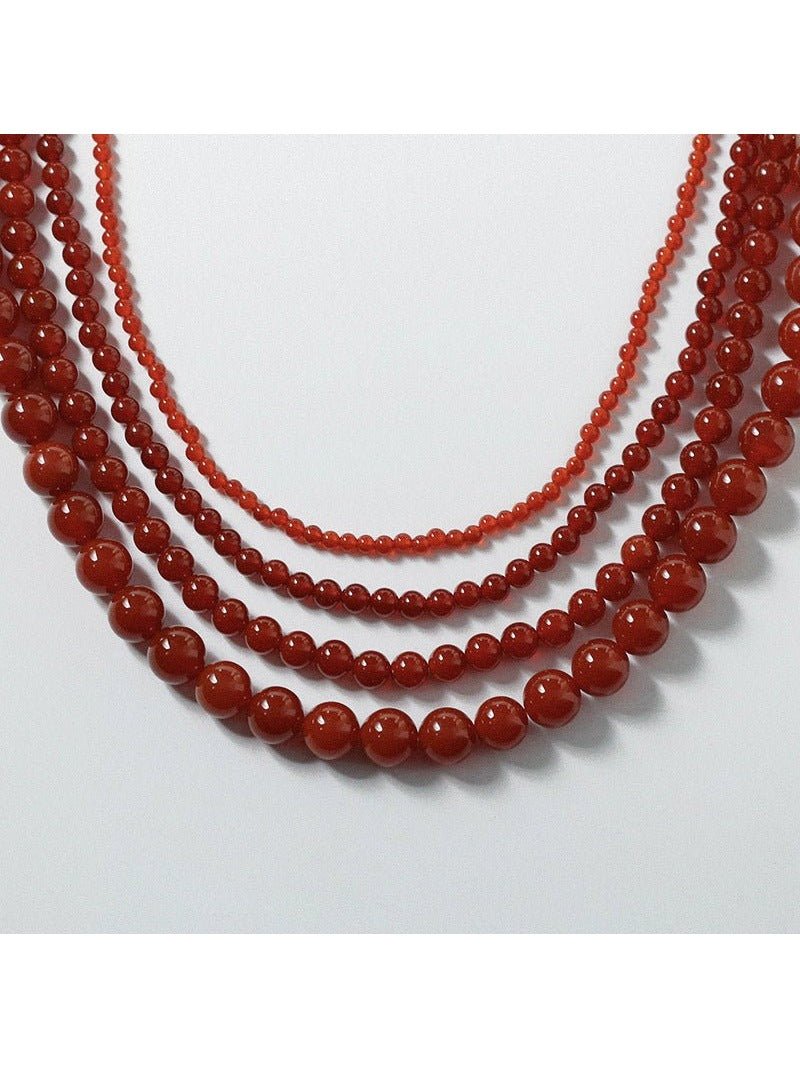 4/6/8/10/12mm Red Onyx/Agate Stone Beaded Necklaces - floysun