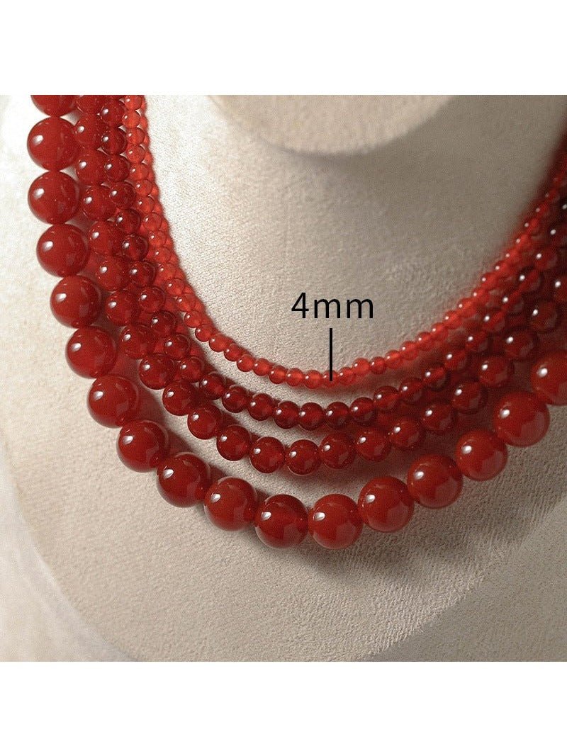 4/6/8/10/12mm Red Onyx/Agate Stone Beaded Necklaces - floysun